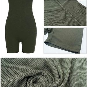 Halter Ribbed Sleeveless Bodysuit Rompers Short